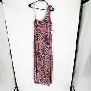 NWT Laundry Shelli Segal Purple Animal Print One‎ Should High Slit Maxi Dress 12